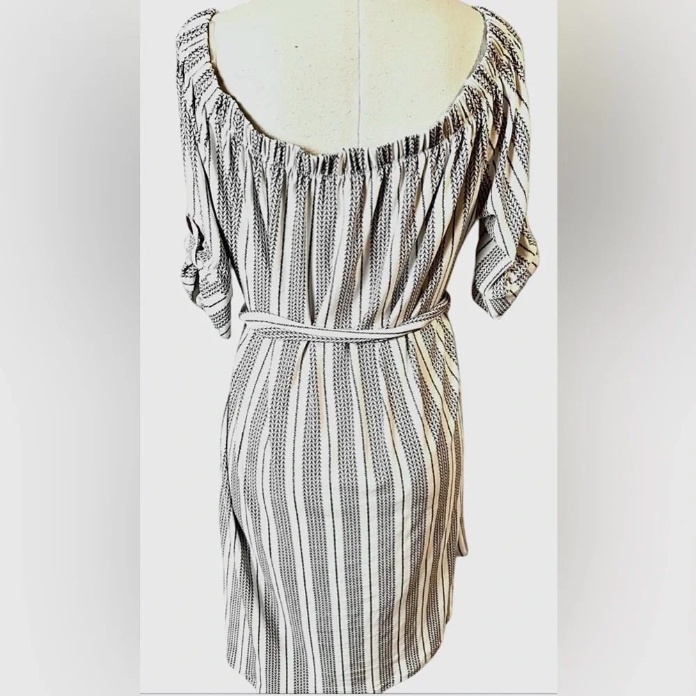 J for Justify Black and White Cold Shoulder Midi Dress with waist tie Belt - Picture 5 of 7